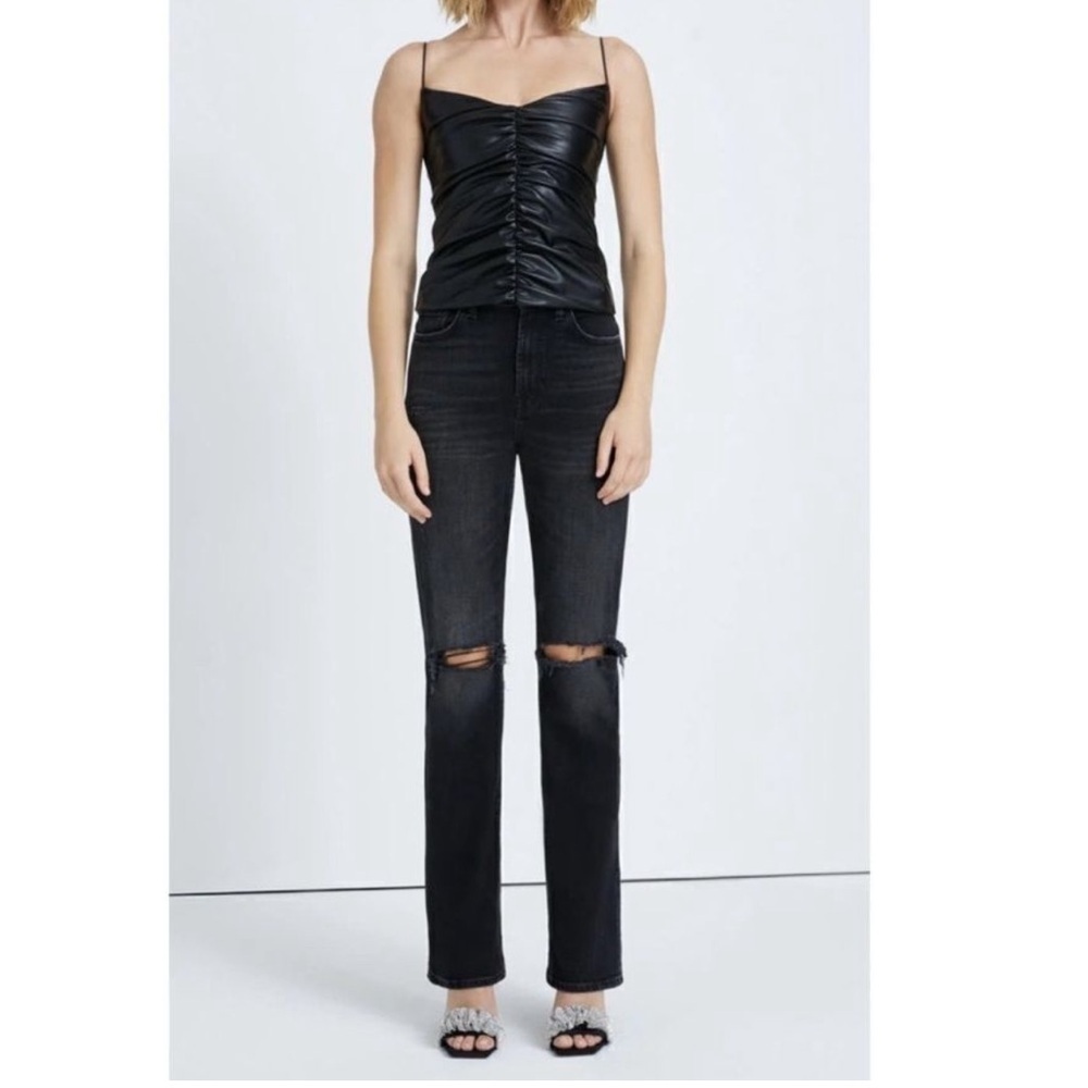 7 For All Mankind Black Jeans women easy boot distress 25 casual festival rodeo